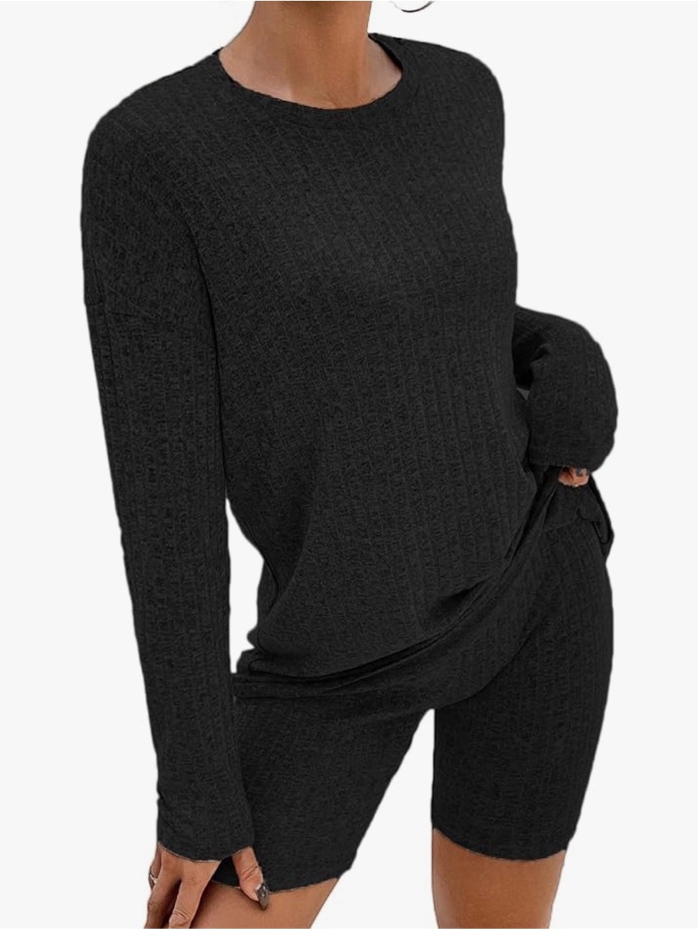 Black Knit Two-Piece Lounge Set